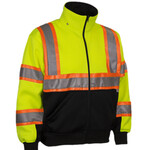 PIP ANSI Type R Class 3 Two-Tone Full Zip Hooded Sweatshirt Removable Hoo